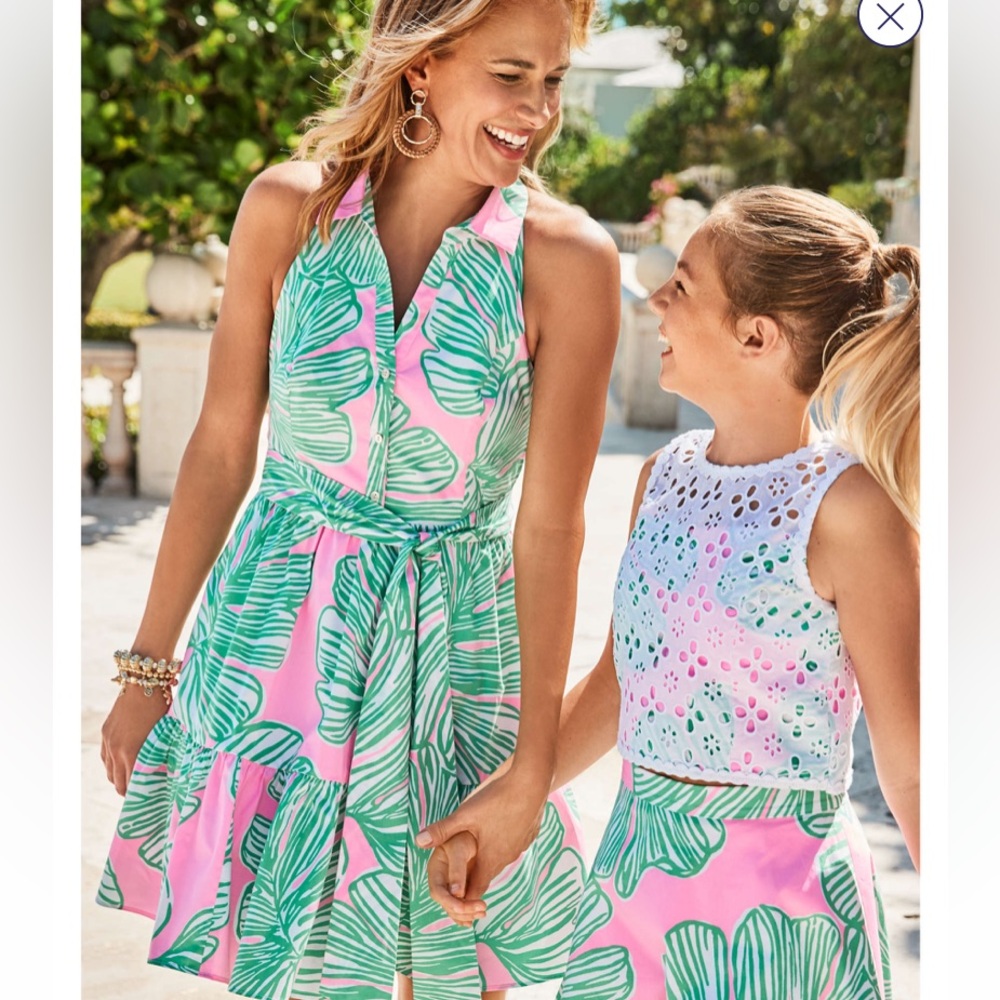 Lilly Pulitzer Pink and Green Leaf Mini Dress - Picture 5 of 6